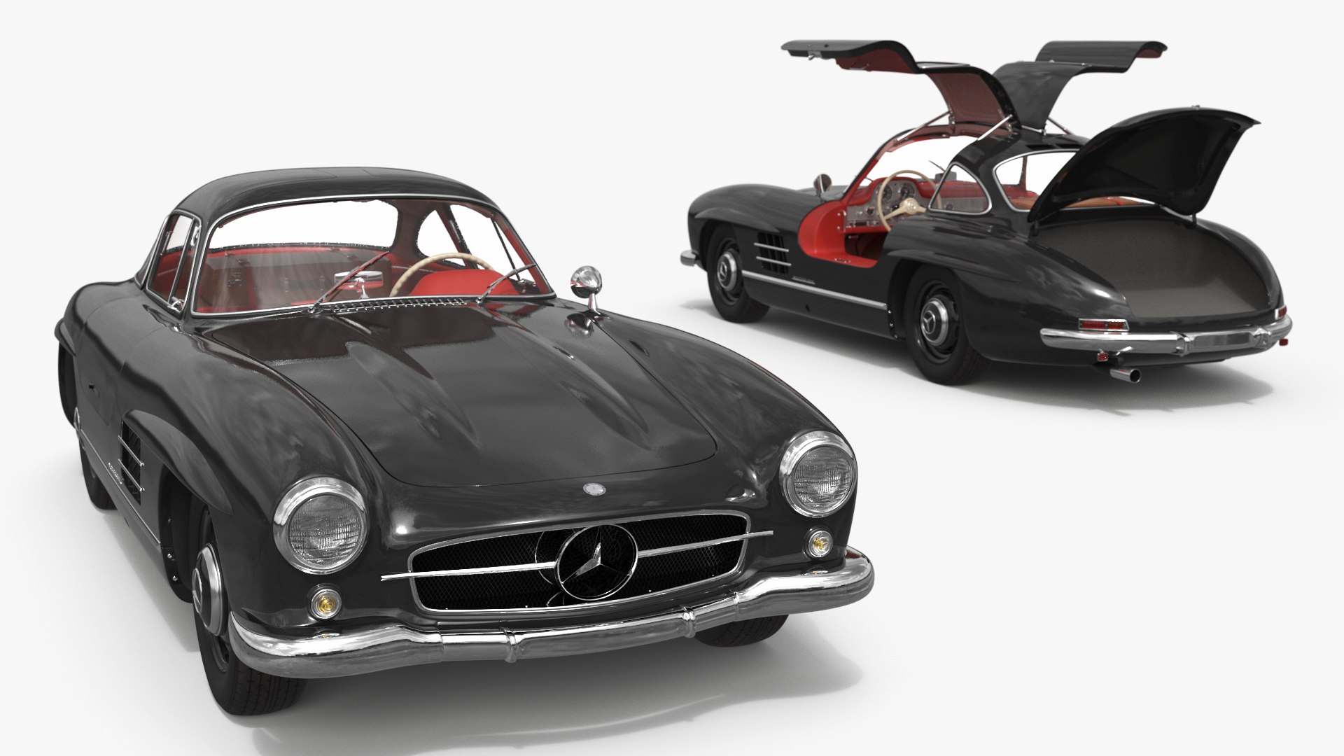 Mercedes-Benz 300SL Coupe Black Rigged 3D model preview