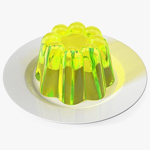Yellow Vanilla Jelly Pudding on Plate