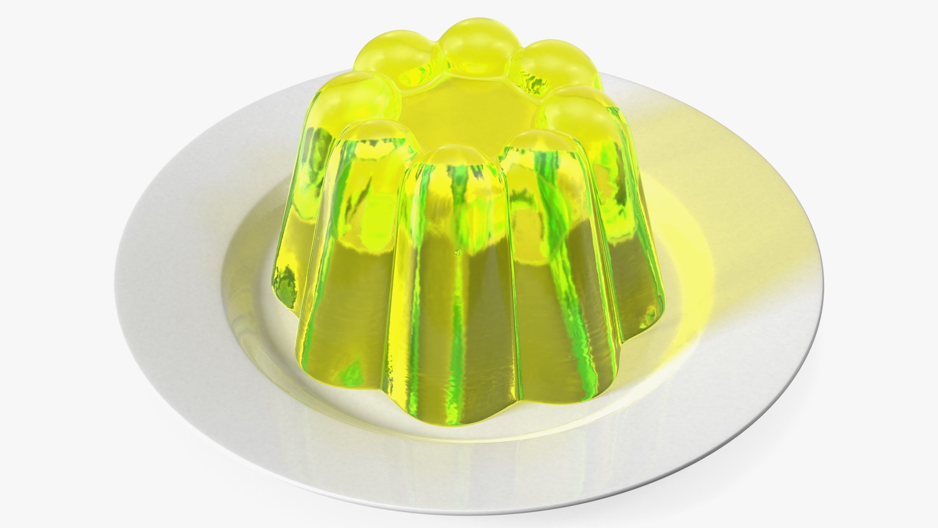 Yellow Vanilla Jelly Pudding on Plate 3D model preview