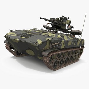 Tracked Armored Vehicle with Anti-Aircraft Cannon Camo 3D model