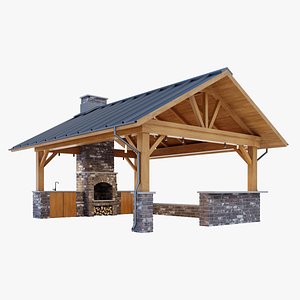 Gazebo with brick oven 3D model