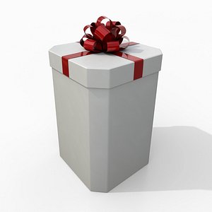 Gift Box - Tall Beveled Edge with Fixed Ribbon Rosette model
