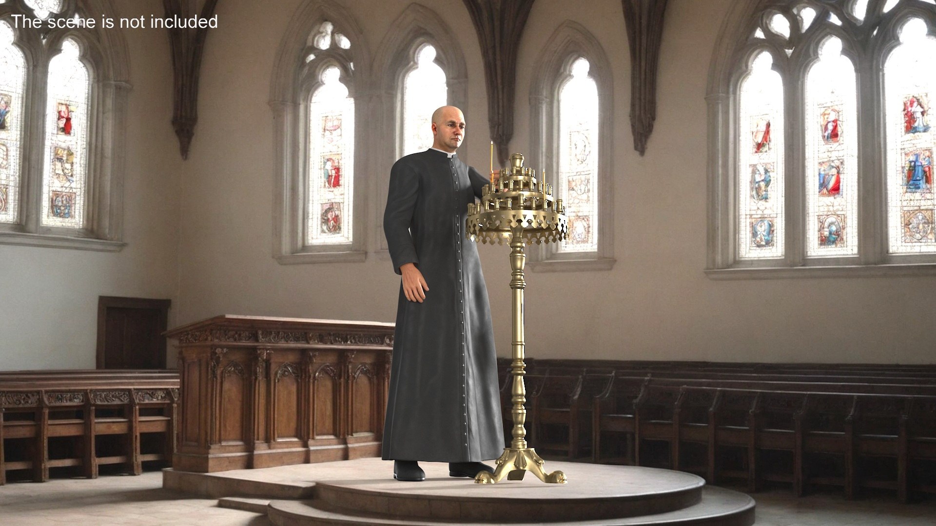 Priest With Church Candlestick Stand Model - TurboSquid 2319809