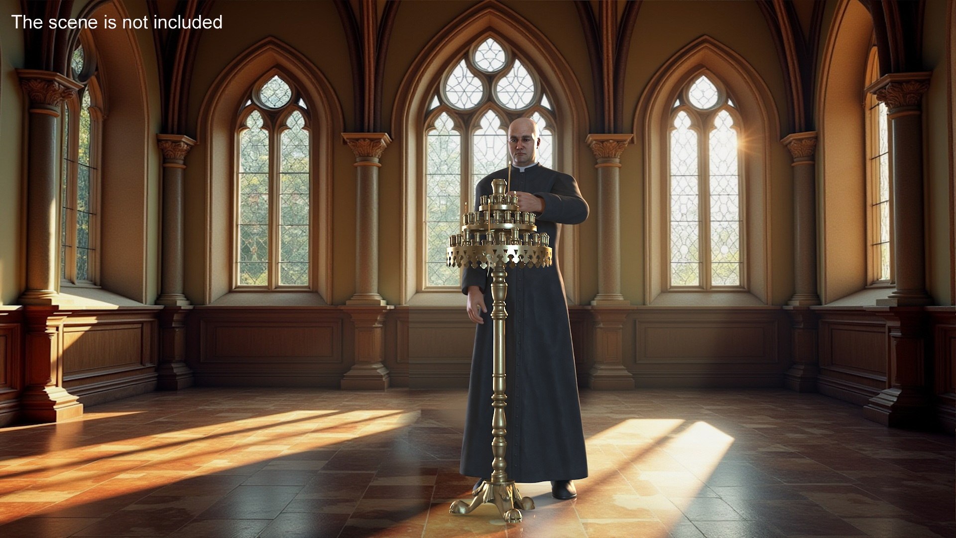 Priest With Church Candlestick Stand Model - TurboSquid 2319809