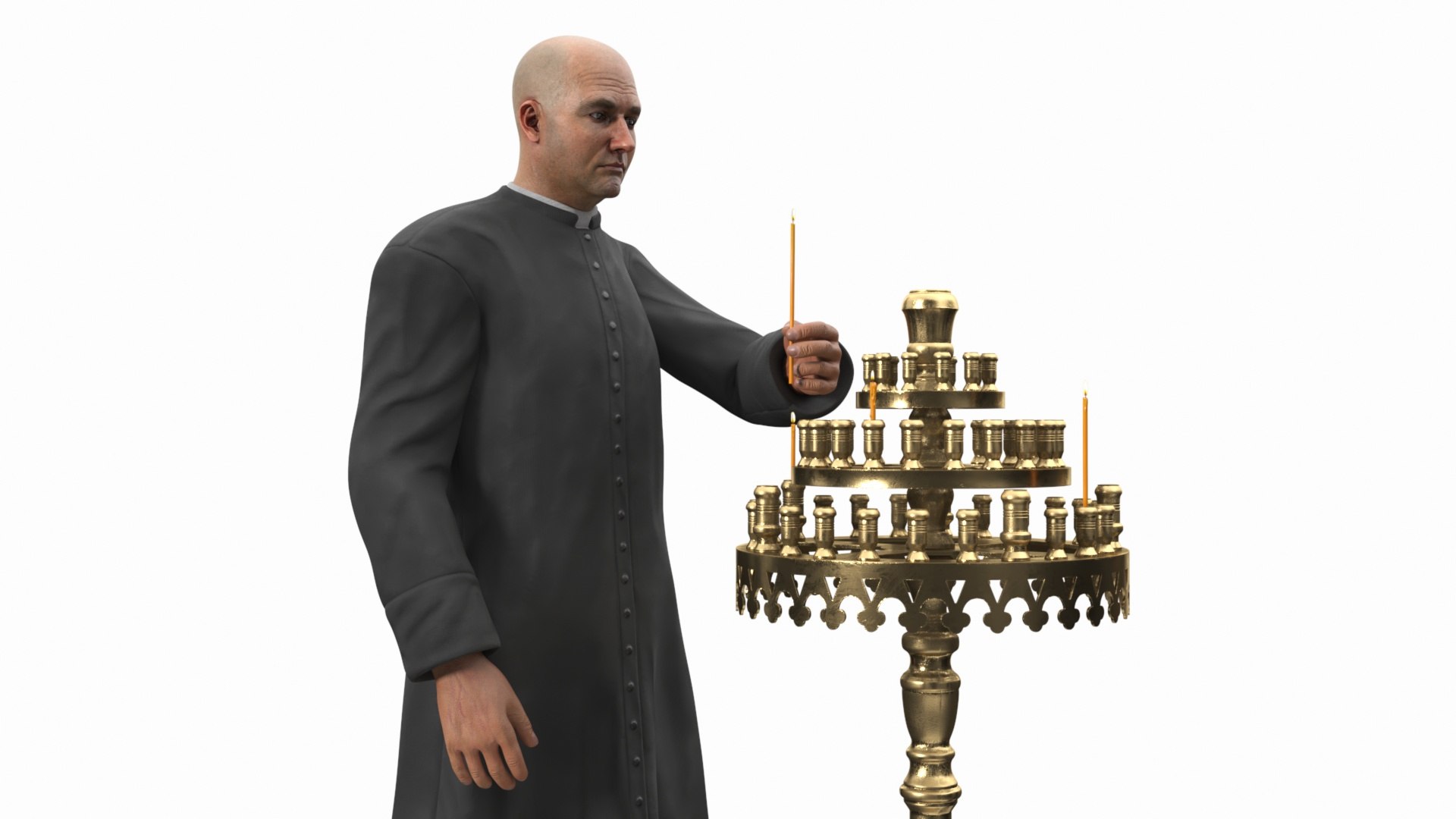 Priest With Church Candlestick Stand Model - TurboSquid 2319809