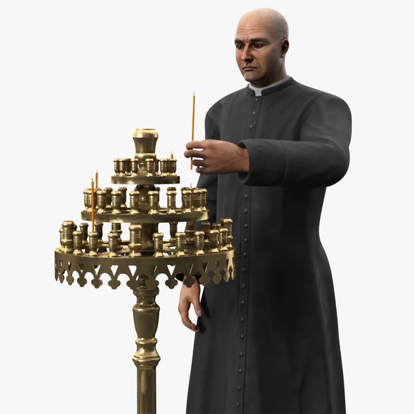 modelo 3d Sacerdote con candelabro de iglesia - TurboSquid 2319809