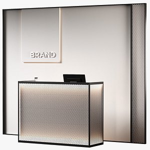 3D Reception desk 4 Store checkout Perforated metal