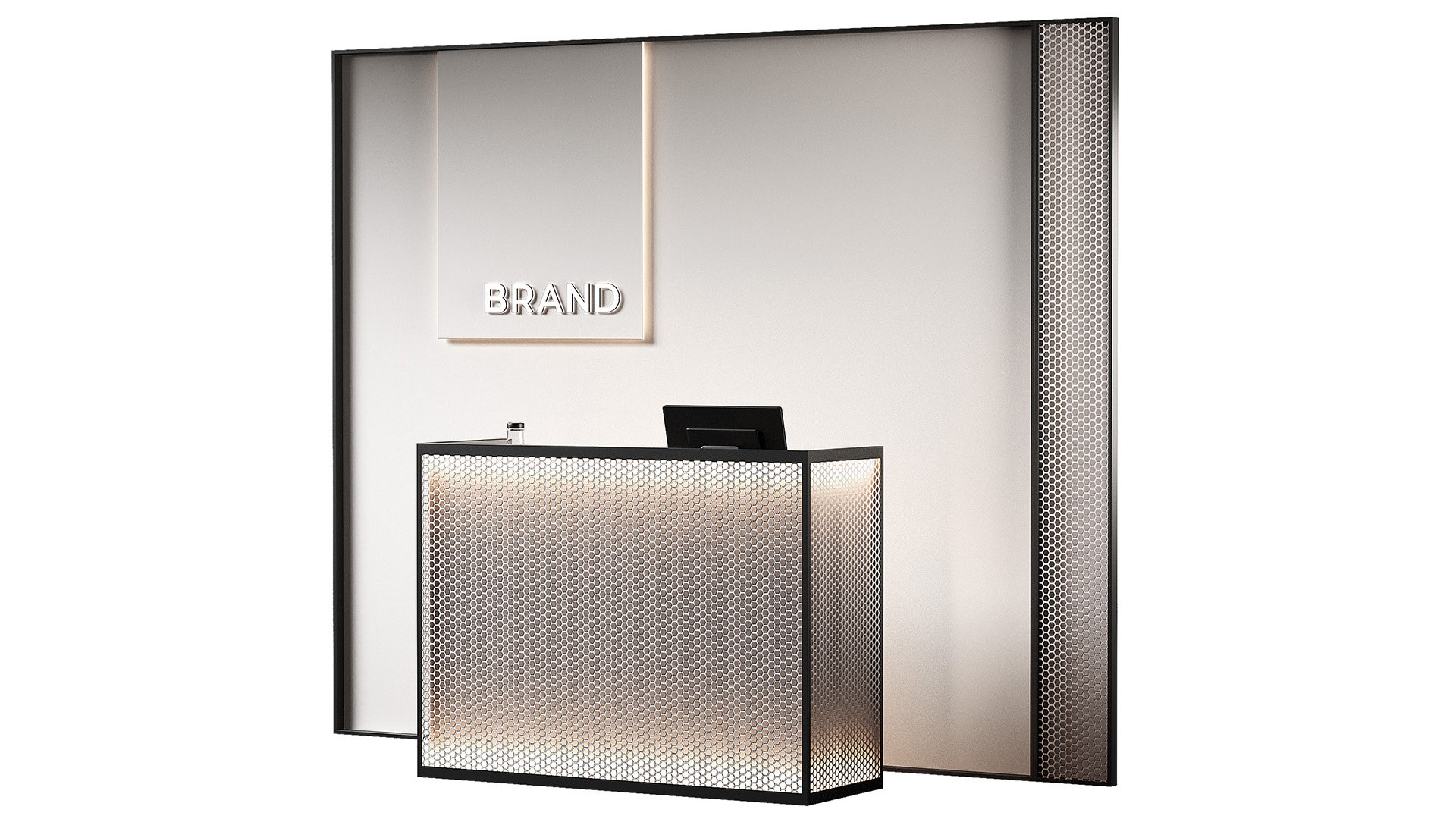 3D Reception Desk 4 Store Checkout Perforated Metal - TurboSquid 2302144