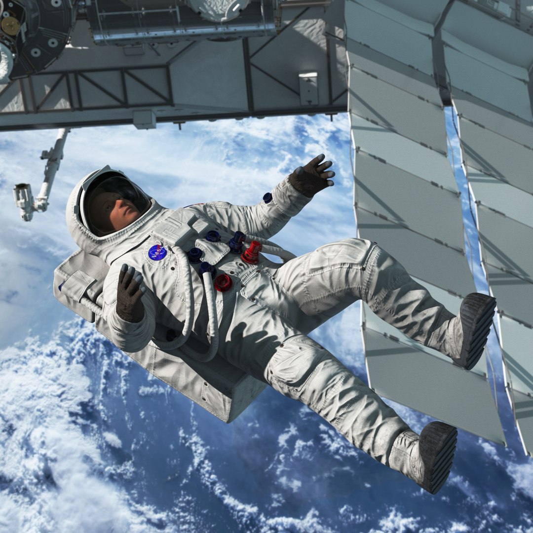 NASA Astronaut Suit A7L with Male Figure Rigged 3D model preview