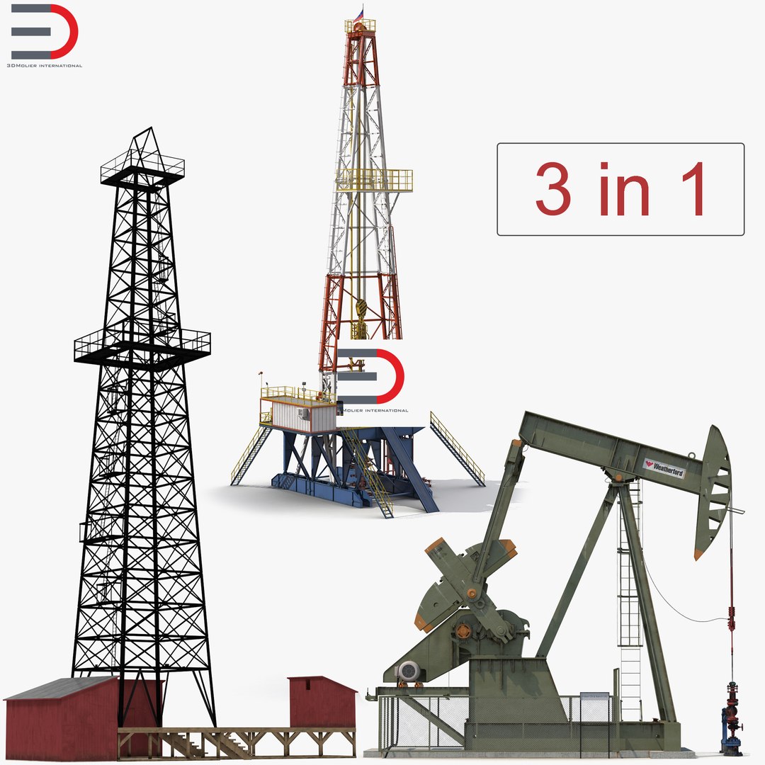 Oil Production Equipment Collection 3D model preview