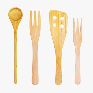 wooden utensils 3D model