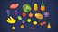 Low-Poly-Obstpaket in hoher Qualität mit gemeinsamer Textur, Low-Poly-3D-Modell