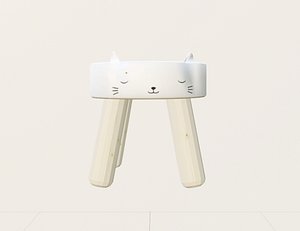 LOVELY BABY LOW POLLY CAT STOOL tabouret chat chambre chaise enfant bebe 3D model