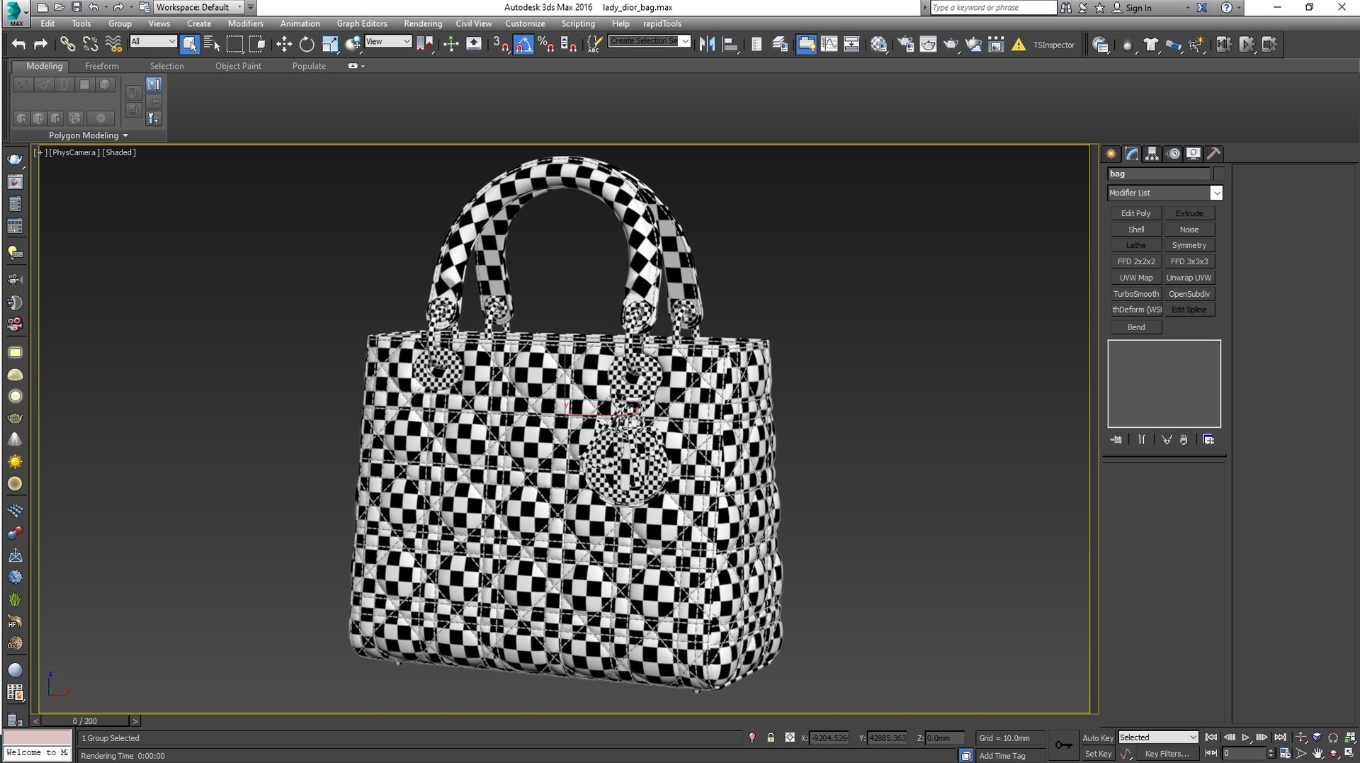 3D Model Collection Christian Dior Small Lady Bag VR / AR / low-poly