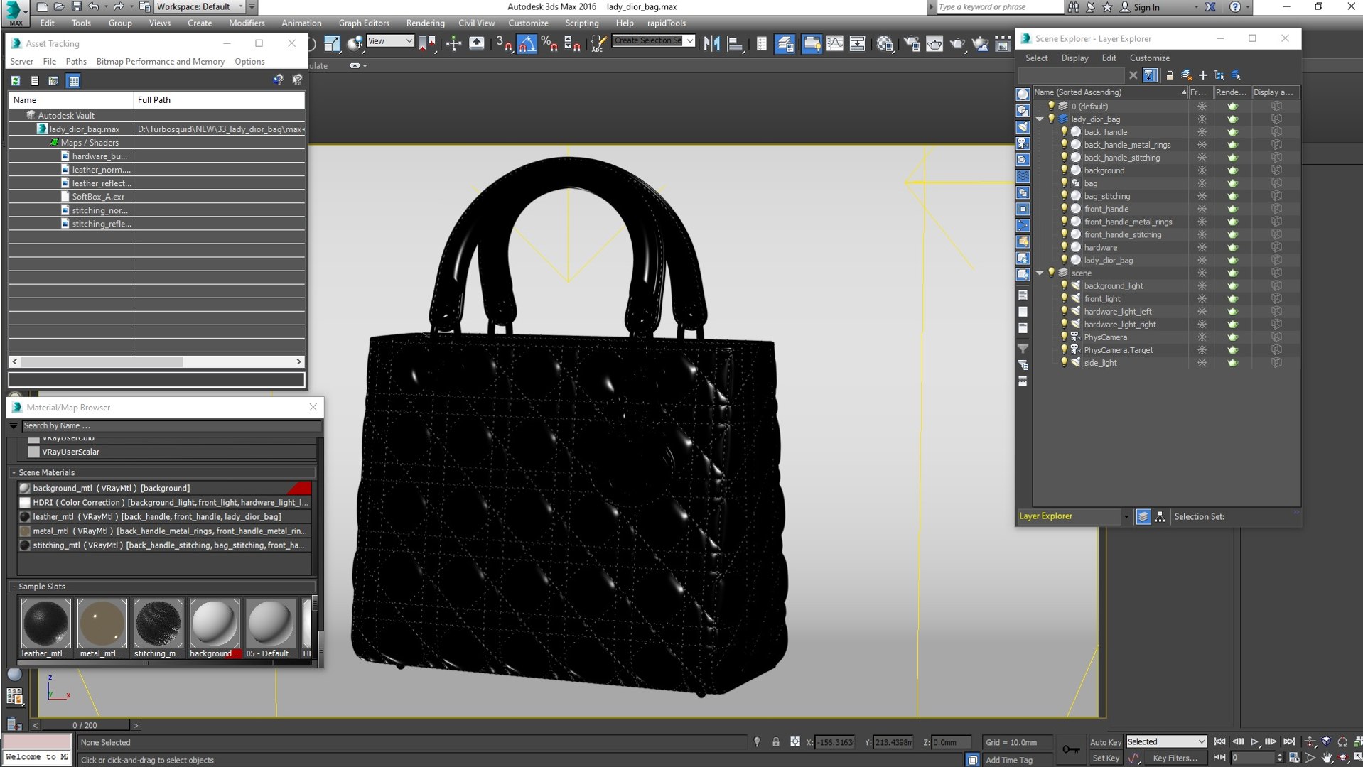 3D model Dior Medium Lady D-Lite Bag VR / AR / low-poly