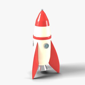 Retro Tin Toy Rocket Ship with Fins - 1950s Space Age Prop