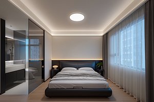 3D Master bedroom dressing room bathroom model