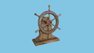 3D Pirate Ship Wheel 03 - Destroyed Rust - Helm Interior Parts model