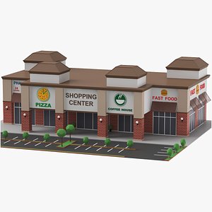 Low Poly Cartoon Shopping Center