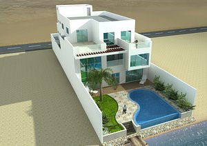 cinema4d beach villa