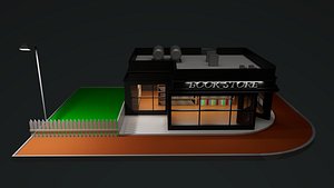 Low Poly Bookstore 3D Model  Modular  Game Ready  Maya 3D