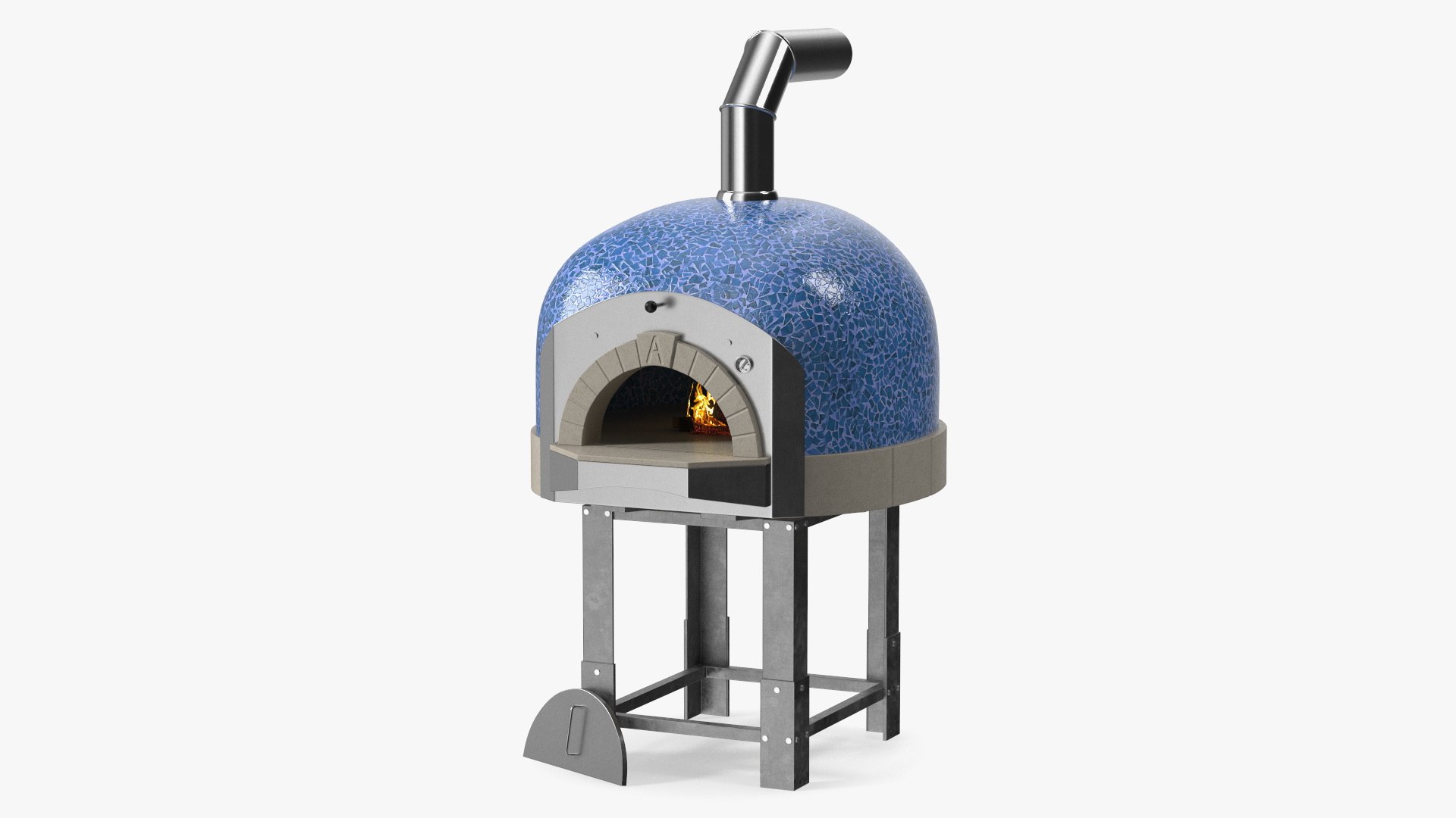Rustic Italian Pizza Oven Blue 3D model preview