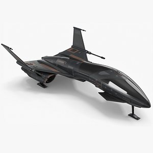 Black Futuristic Fighter Spaceship 3D model