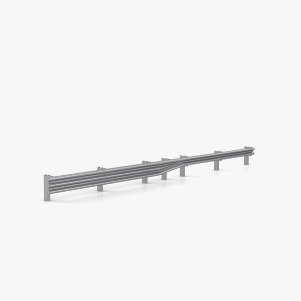 3D Thrie-Beam to W Beam Guardrail Barrier Transition - TurboSquid 1786766