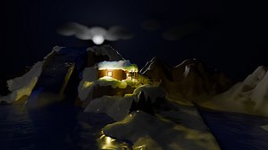 3D winter landscape scene model