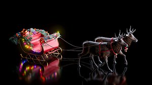 Cinematic Christmas Sleigh with Reindeer