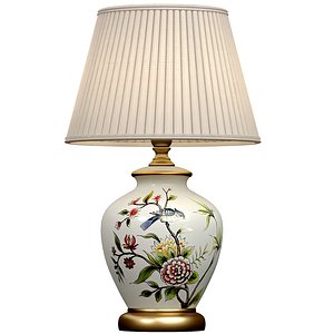 Debby Hand Painted Floral lotos pattern Ceramic Table Lamp