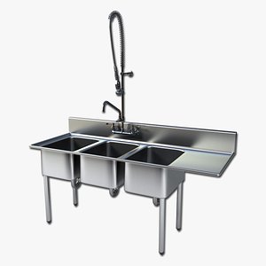 Commercial Triple Sink