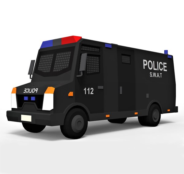 cartoon police van 1 3d model