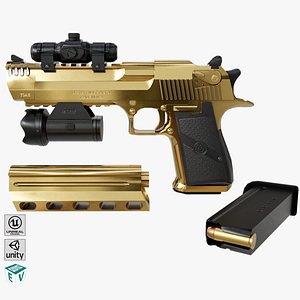 Pistol 10 Gold Generic All PBR UE Textures 3D