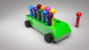 3D Wooden toy bus model