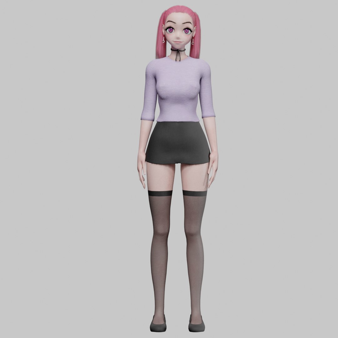 Standard Anime Girl V23078 3D Model TurboSquid 2270499