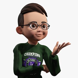 3D Smart Stylized Boy Character with Glasses Rigged and Ready model