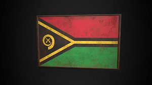 3D Old Picture Frame With Vanuatu Flag - Game Ready PBR Low-poly 3D Model model