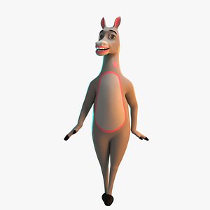 Stylized Female Donkey Rigged 3D