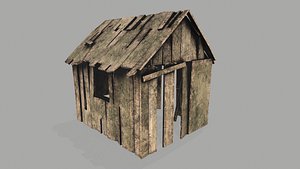 3D Old Broken Shed Low Poly 3d Model model