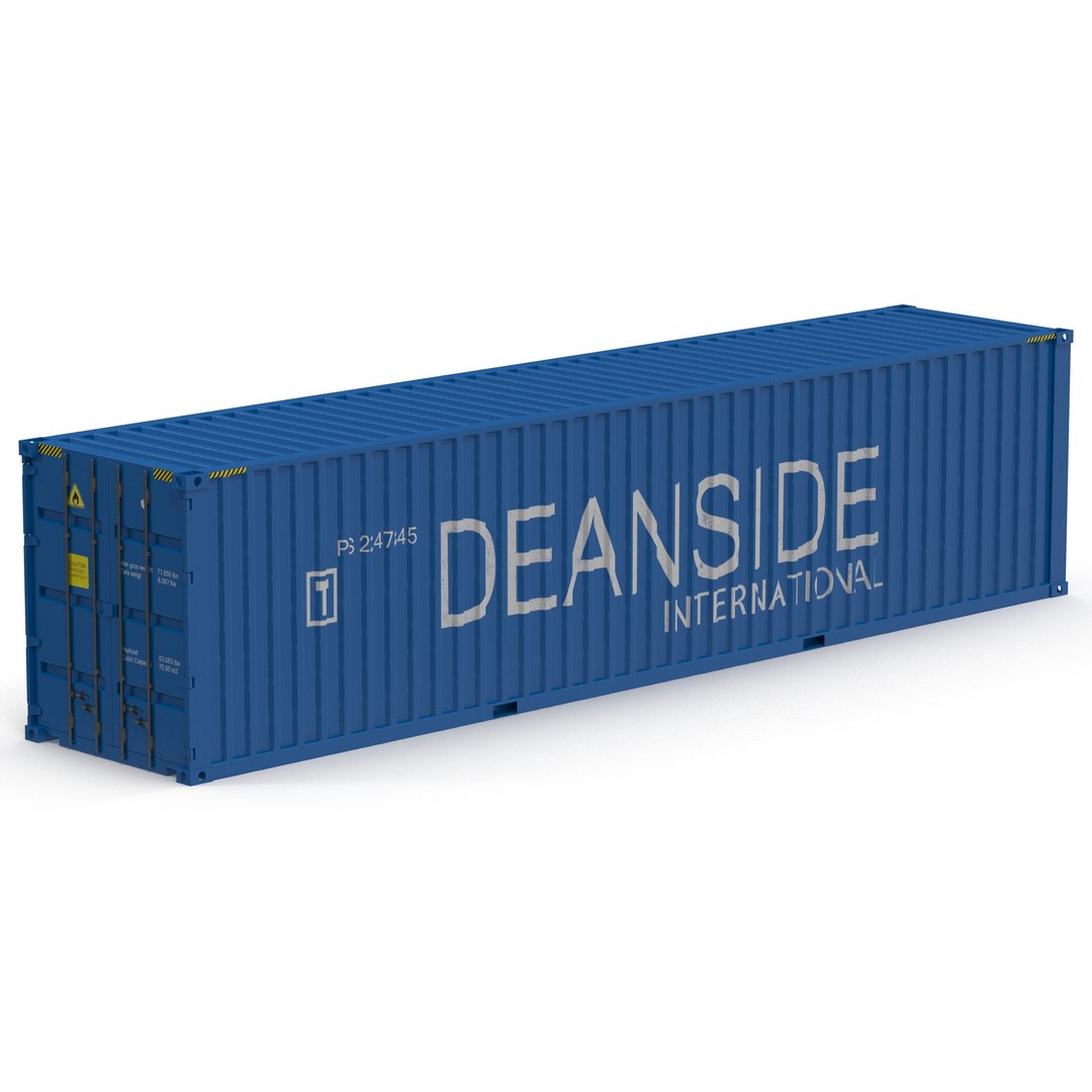 40 ft High Cube Container Blue 3D model preview