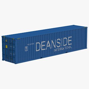 40 ft container blue 3d obj