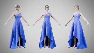 Dress 28 Very Light Blue With Design 3D