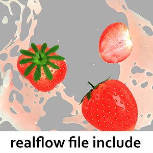 splash strawberries realflow flow 3d obj