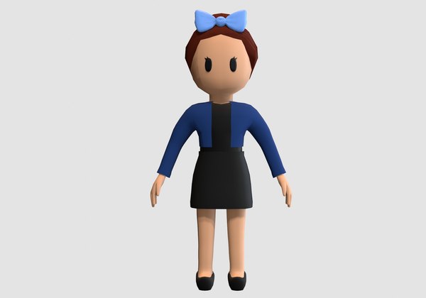 classic cartoon girl 3D model