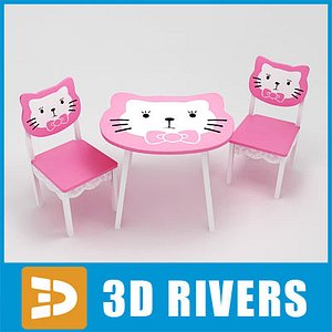 Kids table with chairs 02 by 3DRivers