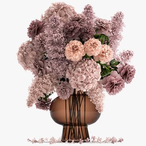 Decorative Bouquet of flowers in a vase for decor 144 3D model