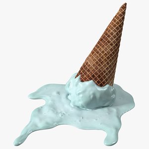 Melting Ice Cream Cone Blue