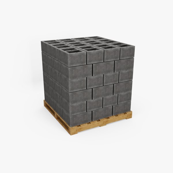 3D Wooden Pallet with Brick 2