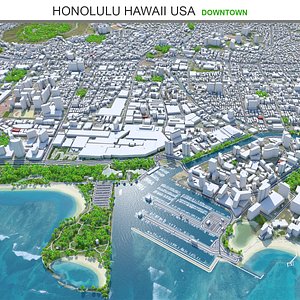 3D Honolulu Downtown in Hawaii USA model